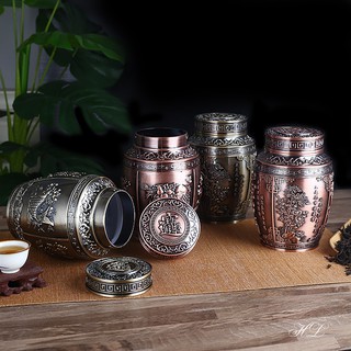 Lọ đựng chè đồng hoa văn cổ size To