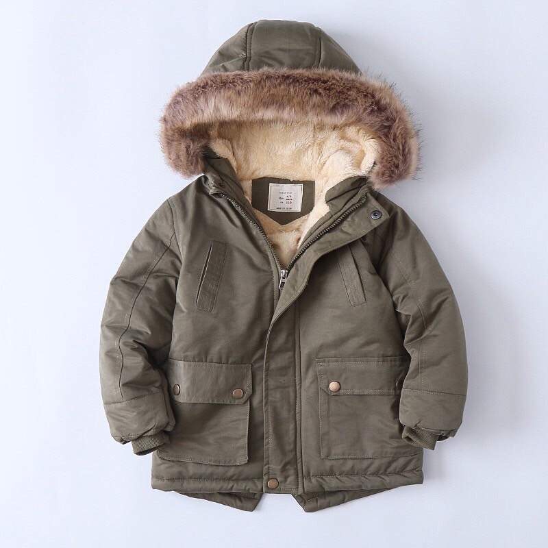 Áo parka mũ lông Quảng Châu cho bé từ 14-33kg-21A001