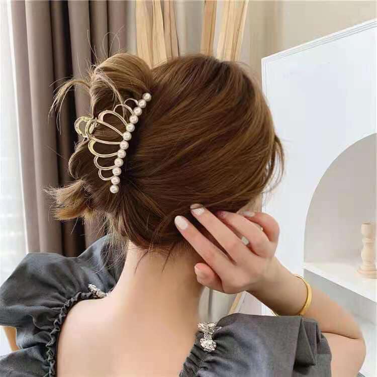 Kẹp Tóc Ngọc Sắt Vương Miện Cao Cấp Sang Trọng Phong Cách Hàn Quốc Hot Trend Cặp Cào Tóc Dành Cho Nữ