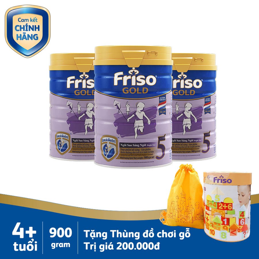 Combo 3 lon friso 5 900g tặng quà