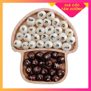 Khay gỗ decor BOMI - Khay gỗ đựng đồ ăn gỗ tần bì hình nấm có chia ô siêu xinh BOMK72
