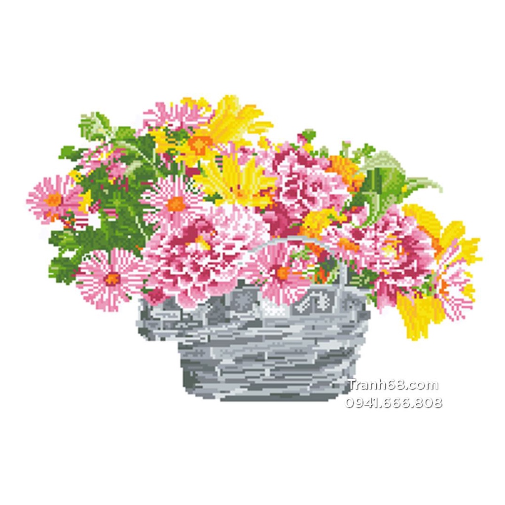 Tranh gắn đá bình hoa KT:67x50cm,tranh đính đá chưa gắn.