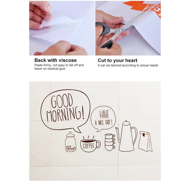 Decal dán tường trang trí chịu nhiệt độ cao chống nước thấm dầu in hoạt hình dễ thương