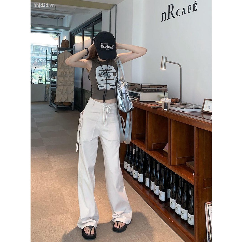 Quần Dài Ống Rộng Lưng Cao Phong Cách Retro Thời Trang Mùa Hè Cho Nam Và Nữ