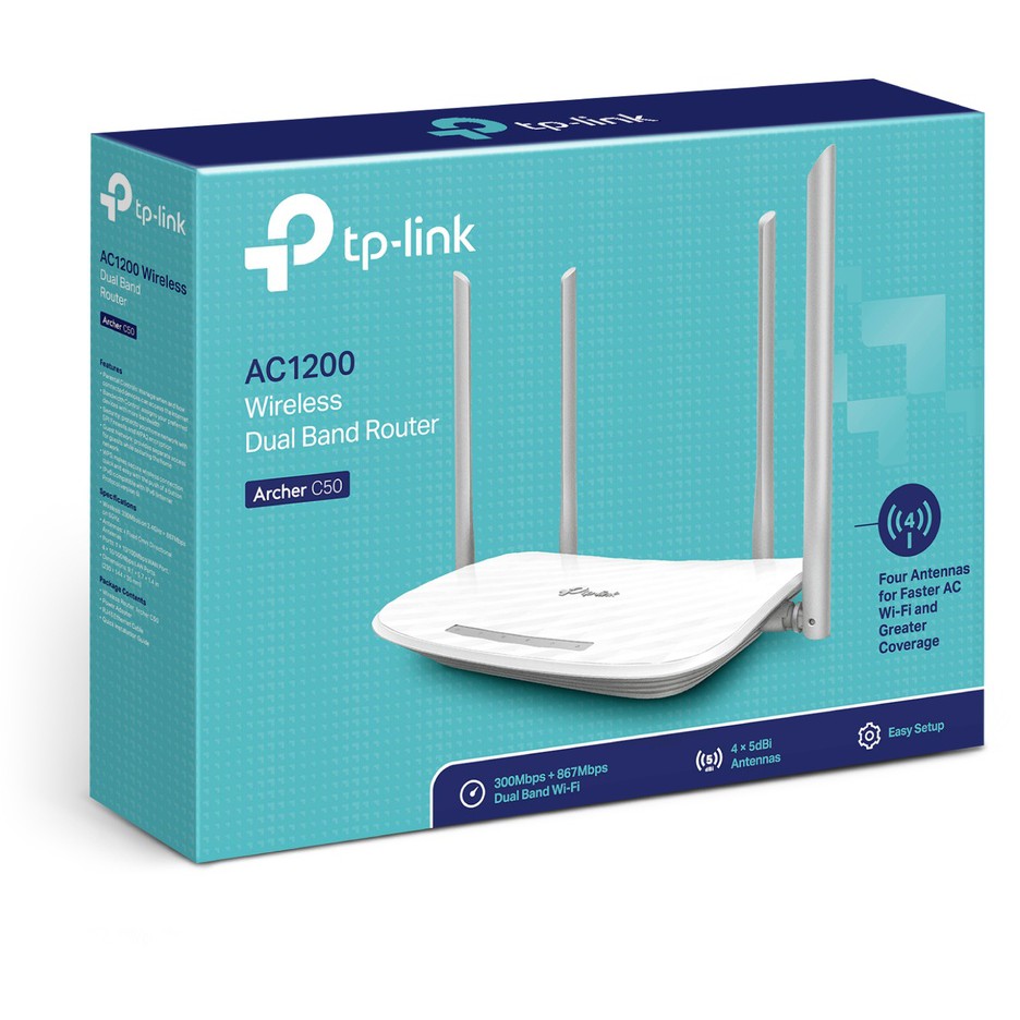 Router Wifi TP-LINK C50 băng tần kép tplink C50 AC1200 - Hàng Chính Hãng