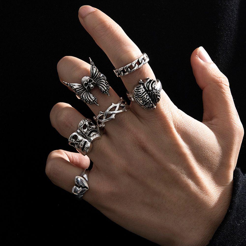 Set Nhẫn Hình Đầu Lâu Bằng Hợp Kim Phong Cách Gothic Thời Trang Cho Cặp Đôi
