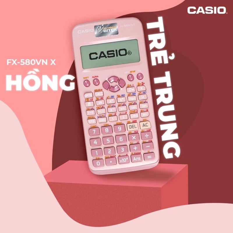 Máy Tính Casio Fx-580VN X Sắc Màu - Hồng Trẻ Trung