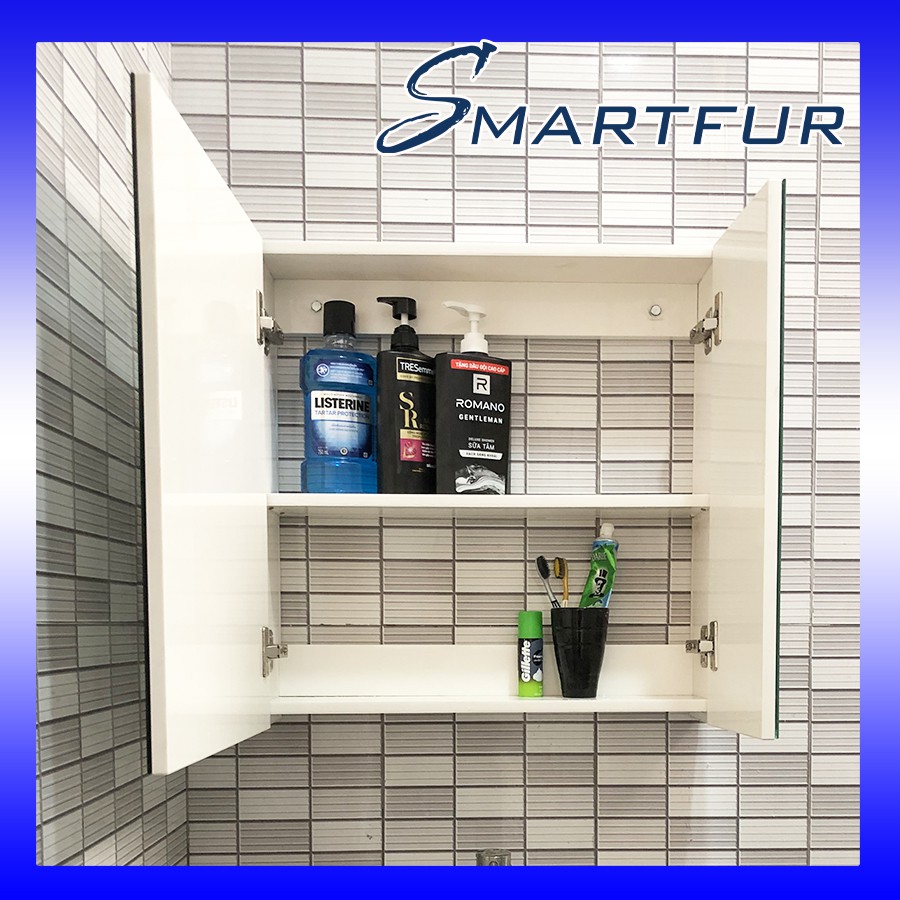 Tủ gương thông minh nhựa PVC cao cấp không thấm nước, đèn Led chiếu sáng và công nghệ chống mờ hơi nước nóng dài 60cm. | BigBuy360 - bigbuy360.vn