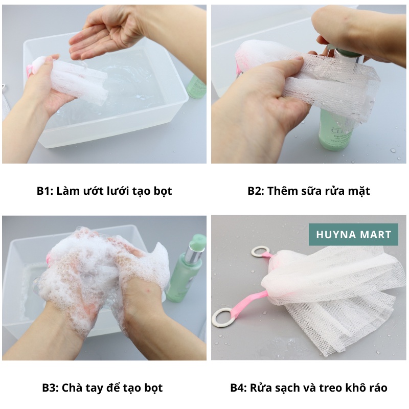 Lưới tạo bọt sữa rửa mặt nhật Face Care, kèm móc treo tiện lợi NT31