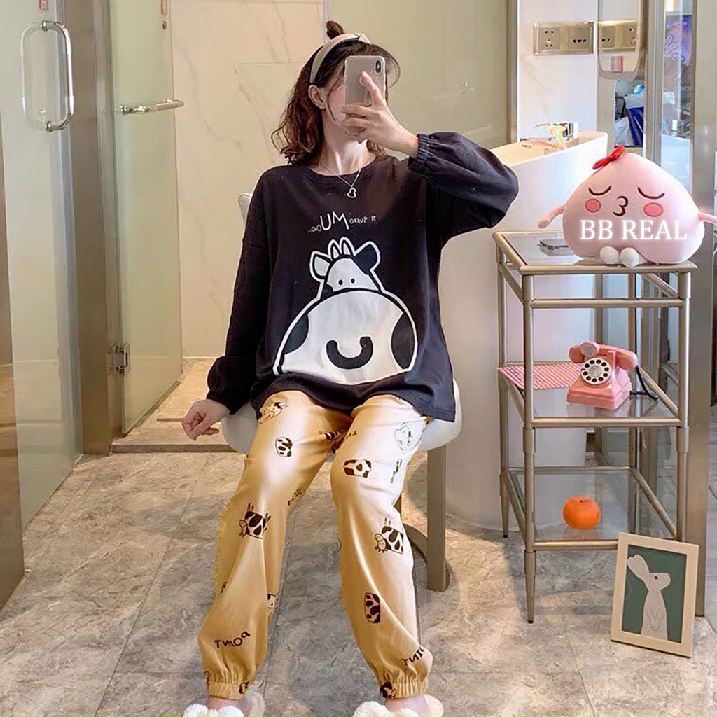 Đồ Bộ Mặc ở Nhà Bộ Đồ Ngủ Nữ Quần Dài Pijama Thun Lạnh Đẹp [CODE 17-20] Freesize Từ 45-60Kg - BB REAL | BigBuy360 - bigbuy360.vn