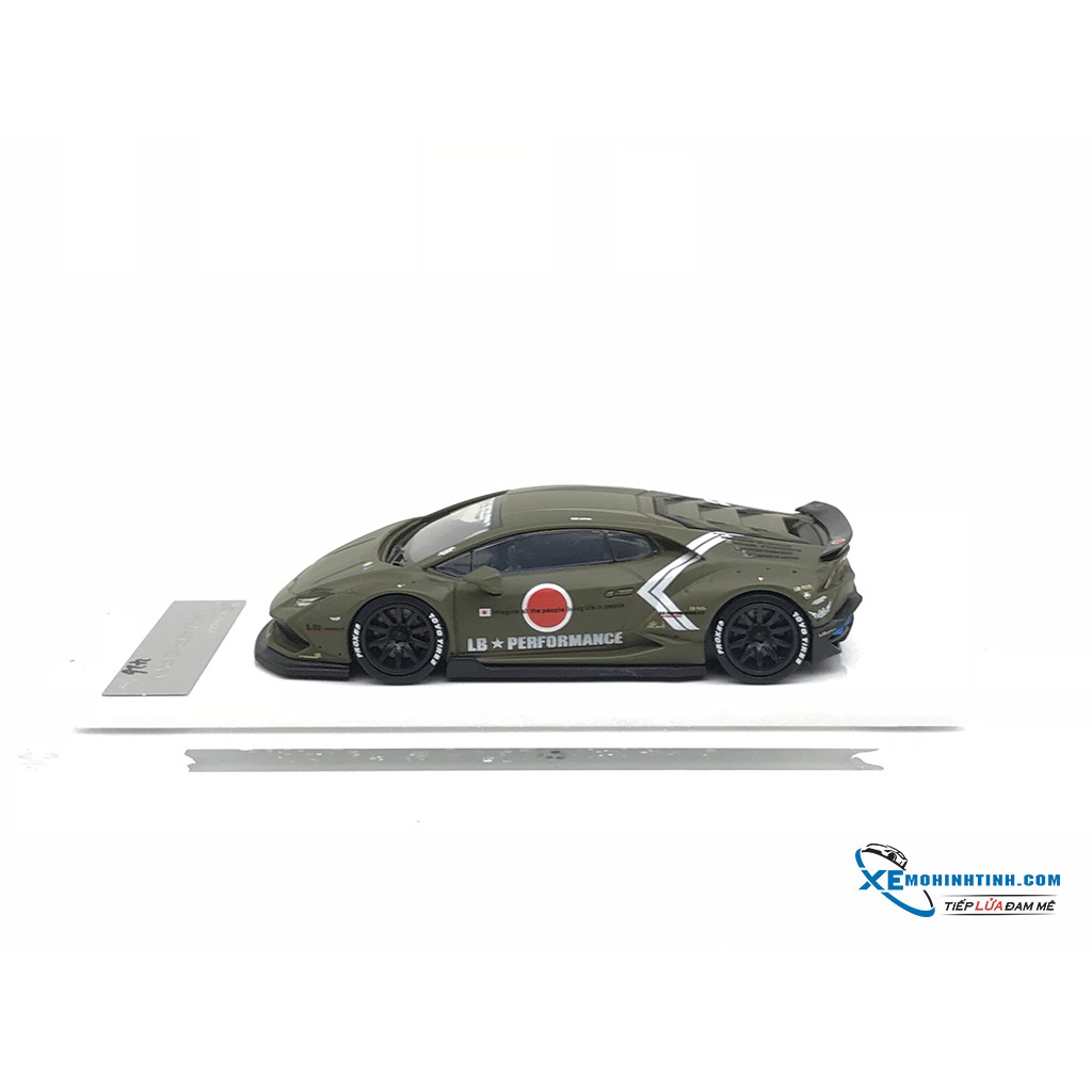 Xe Mô Hình Lam.borghini Huracan ĐỘ Liberty Walk 1:64 LB ( Xanh Quân Đội )