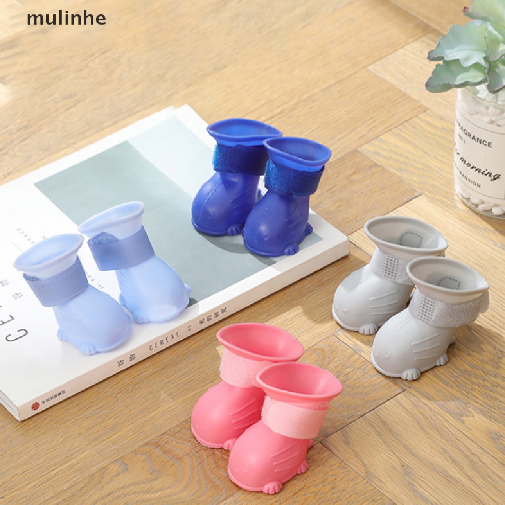 Bộ 4 Vỏ Bọc Giày Đi Mưa Bằng Cao Su Chống Trượt Chống Thấm Nước