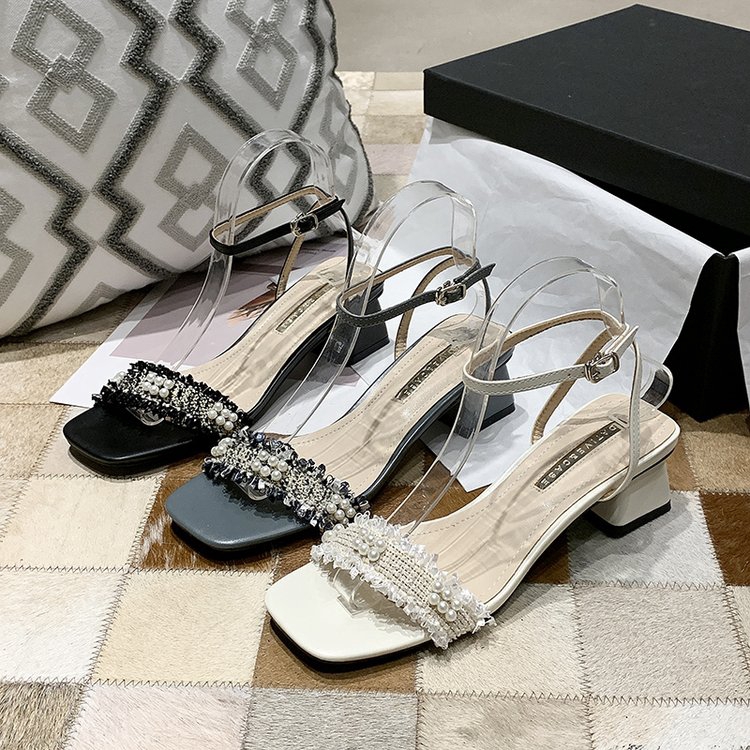 IELGY Giày cao gót nữ hở ngón thời trang