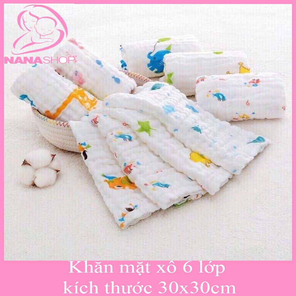 Khăn mặt xô 6 lớp kích thước 30x30 cho bé