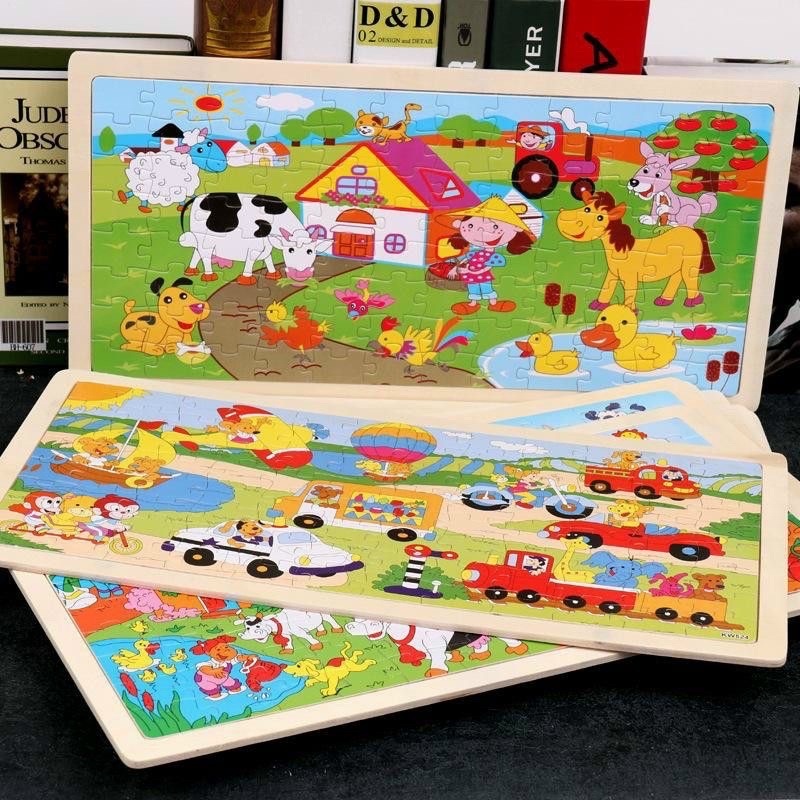 Đồ chơi ghép hình 96 mảnh bằng gỗ tranh ghép hình nhiều chủ đề dành cho bé từ 3 tuổi Binkids DC11