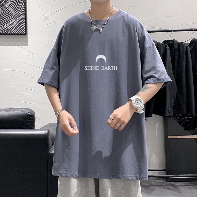 Áo thun nam nữ unisex tay lỡ phông form rộng SHINE EARTH teen cổ tròn oversize cotton giá rẻ màu đen trắng tee pull | BigBuy360 - bigbuy360.vn
