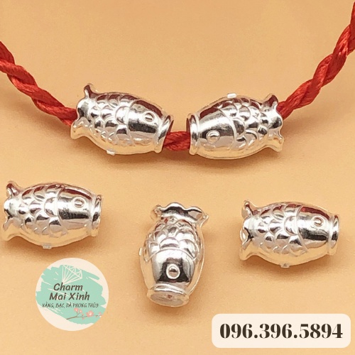 (S925) Cá Xỏ Ngang - phụ kiện xâu vòng tay nam nữ, charm phối vòng tay phong thuỷ handmade tự làm cá chép