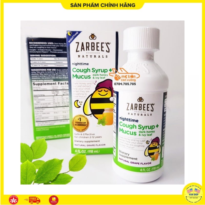Siro Zarbee's Mucus ⚡CHÍNH HÃNG MỸ⚡ Siro ho long đờm cho bé 1-12 tuổi
