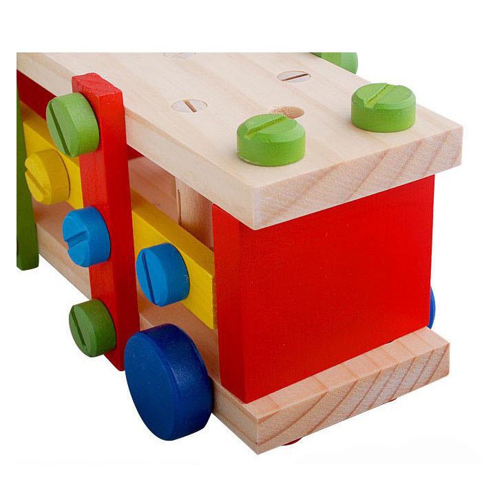 Đồ chơi gỗ Xe lắp ráp vặn ốc cho bé mẫu giáo