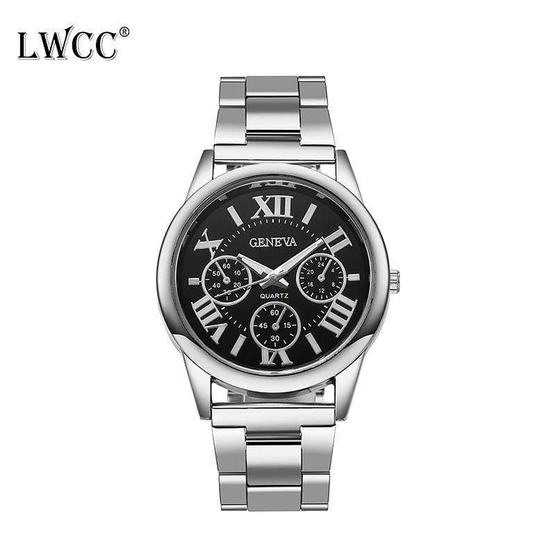 LWCC P003 Đồng hồ thạch anh bằng thép không gỉ thời trang cho nam