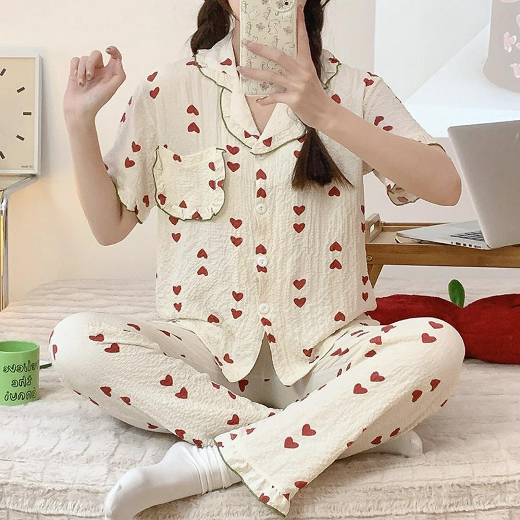 Bộ ngủ pyjama nữ cotton lanh Quảng Châu tiểu thư hè siêu mát Her Vibe