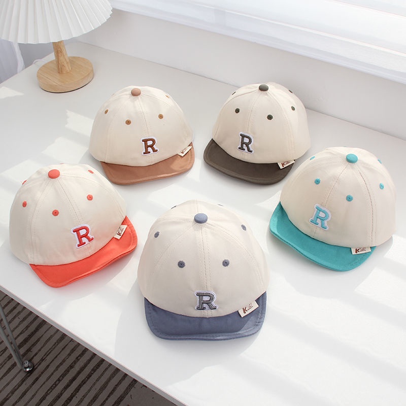 Mũ Lưỡi Trai Vành Mềm Thêu Chữ R Phối Màu Dễ Thương Cho Bé