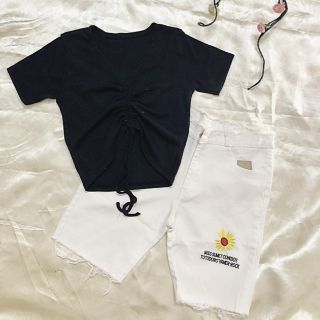 Áo croptop cổ Tim rút dây