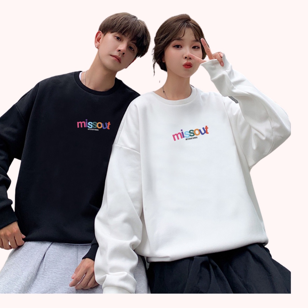 Áo sweater đôi nam nữ mùa đông, áo nỉ bông cổ tròn unisex cực đẹp misout