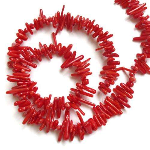 Chuỗi hạt san hô màu đỏ đậm 16&quot; dùng làm trang sức DIY