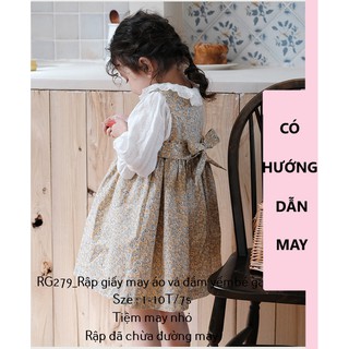 RG279_Rập giấy may set áo và yếm bé gái