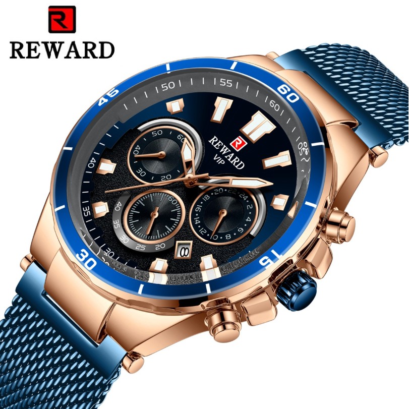 Đồng Hồ Nam Reward KT82003 BLUE Chính Hãng 2022 NEW Bảo Hành 12 Tháng Top Brand Luxury II Made in HongKong