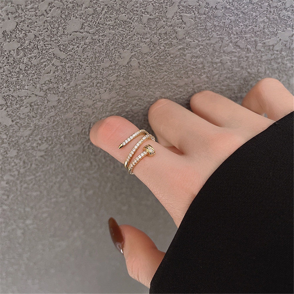 Nhẫn Hở Nhiều Lớp Đính Kim Cương Yanqueens Tinh Tế Thời Trang Có Thể Điều Chỉnh