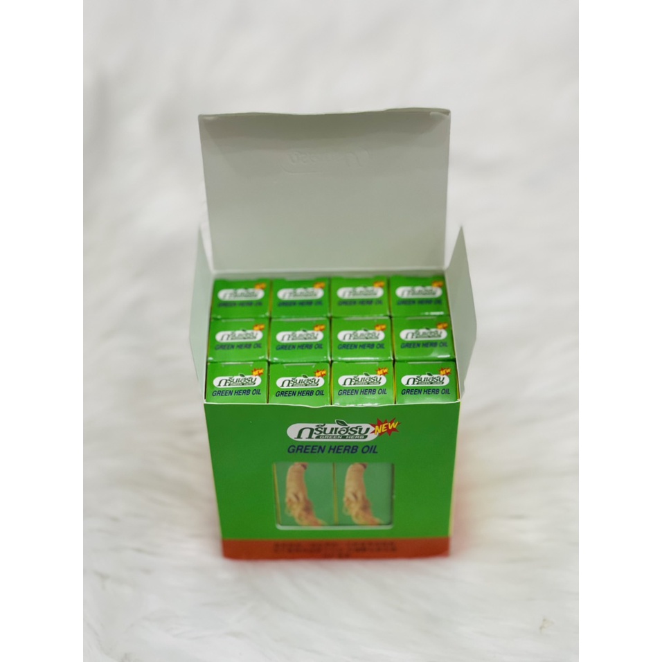 Dầu Gió Lăn Thảo Dược và Nhân Sâm  chai 10cc/10ml  GREEN HERB OIL - Thái Lan chuẩn