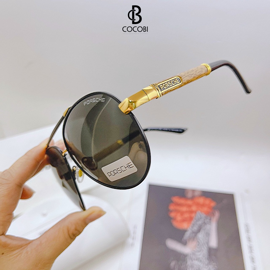 Kính Mát Nam Cao Cấp Chân Gỗ Dáng Phi Công Tròng Thuỷ Tinh Chống Tia UV - CBKMM 61