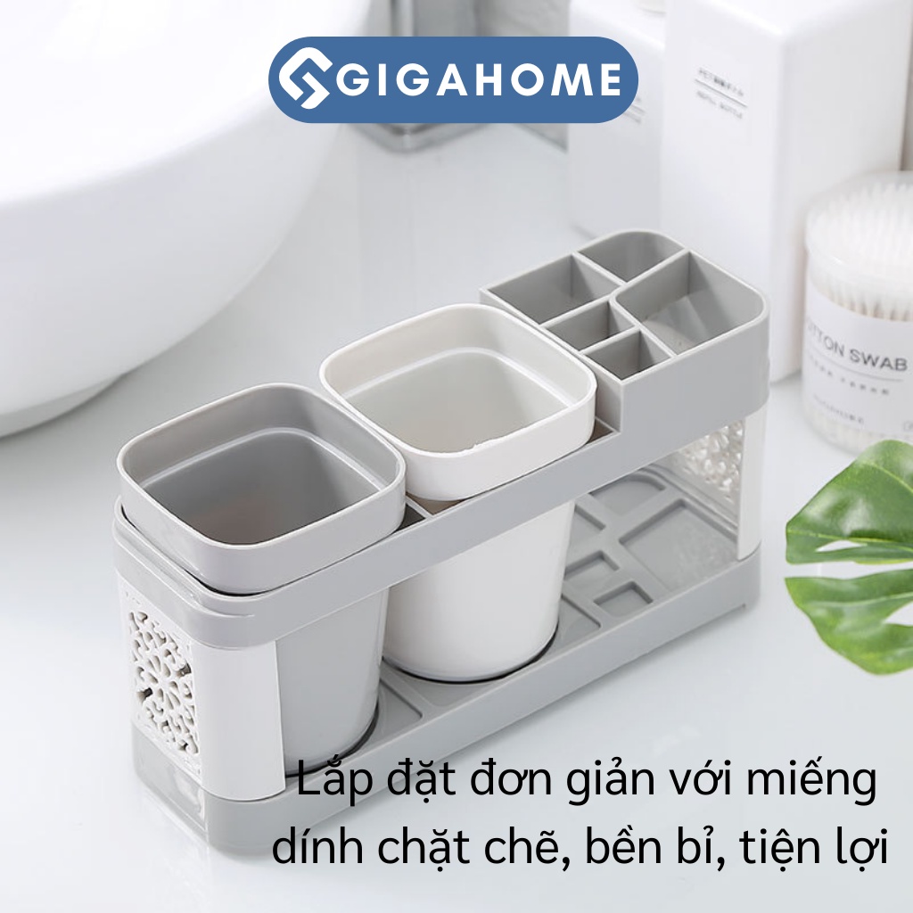 Khay Đựng Bàn Chải Đánh Răng Tặng Kèm 2 Cốc Súc Miệng GIGAHOME Tiện Lợi 9371