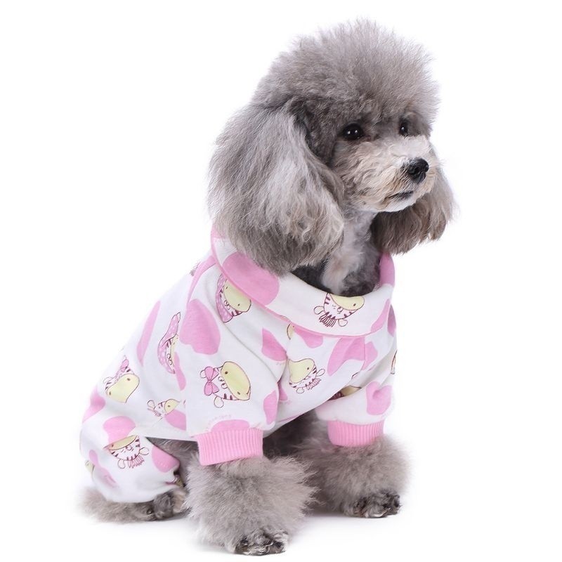 Pet Dog Apparel Pajamas Cartoon Print Adorable Clothes Jumpsuits