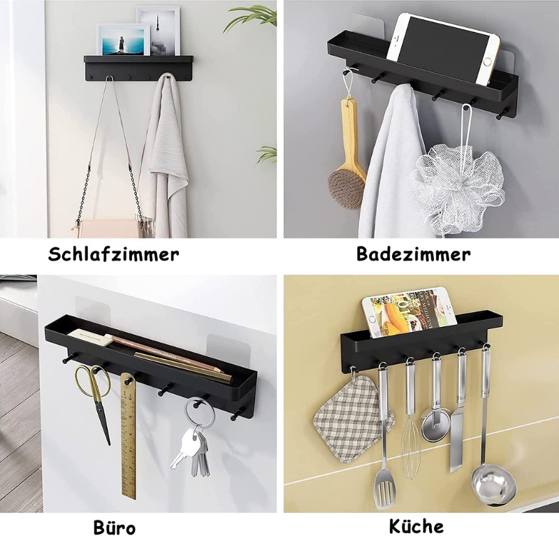 Giá Đỡ Chìa Khóa 6 Móc Bằng Kim Loại Gắn Tường Sắp Xếp Gọn Gàng Cho Nhà Ở / Văn Phòng