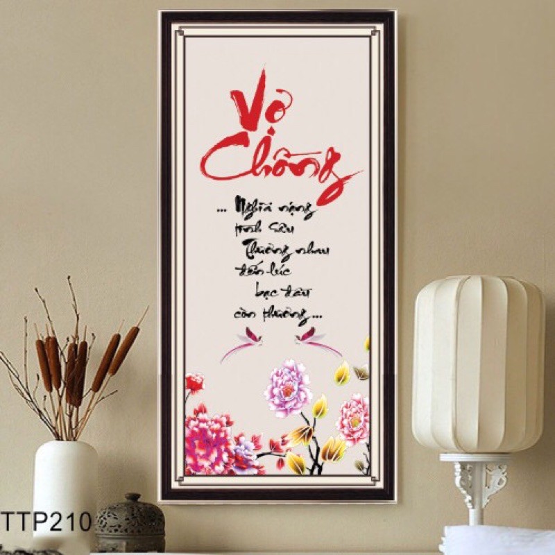 Tranh dán tường HD thư pháp Vợ chồng KT 30 x 80 cm