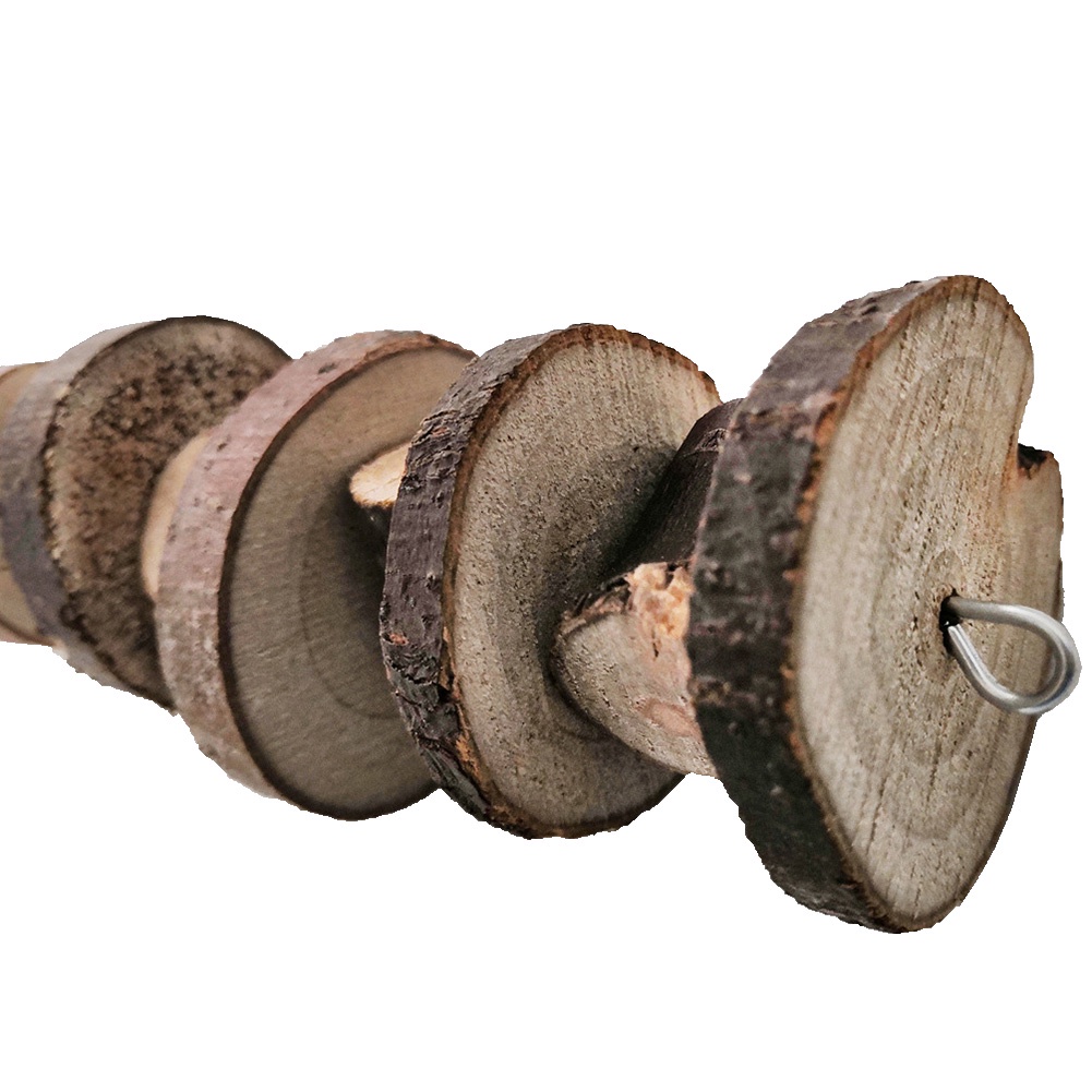 Đồ chơi nhai gặm bằng gỗ có dây treo cho chim vẹt chuột hamster