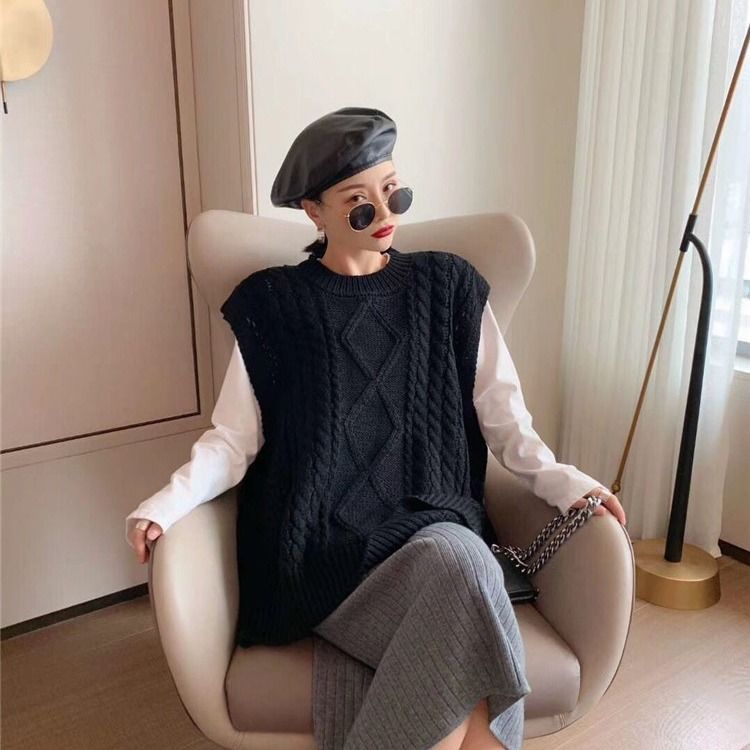 Áo Sweater dệt kim cổ tròn dáng rộng ấm áp thời trang cho nữ | BigBuy360 - bigbuy360.vn