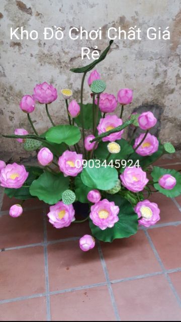 Hoa Sen Lụa Cao Cấp Truyền Thống Hà Nội Cao 75cm - Hoa Giả
