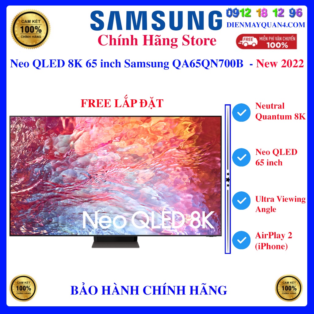 [Mã ELHAMS5 giảm 6% đơn 300K] [Samsung 65QN700B] Smart Tivi Neo QLED 8K 65 inch Samsung QA65QN700B Mới 2022