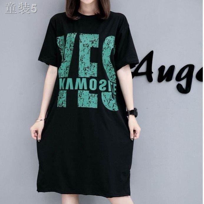 ☾﹊✳Váy đầm bà bầu cotton hè 2020 phiên bản mới Hàn Quốc rộng rãi size lớn ngắn tay