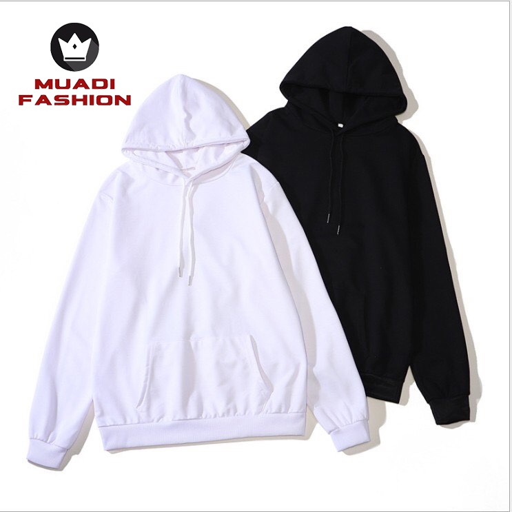 Áo Hoodie Trơn Nam Nữ Mặc Cặp Dáng Rộng Loại Đẹp Màu Đen Trắng HD101