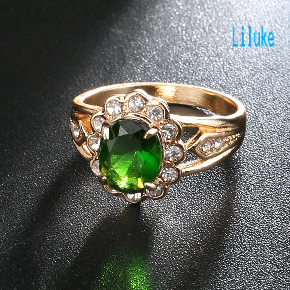 Nhẫn Hợp Kim Đính Ngọc Lục Bảo Phong Cách Cổ Điển Cho Nữ