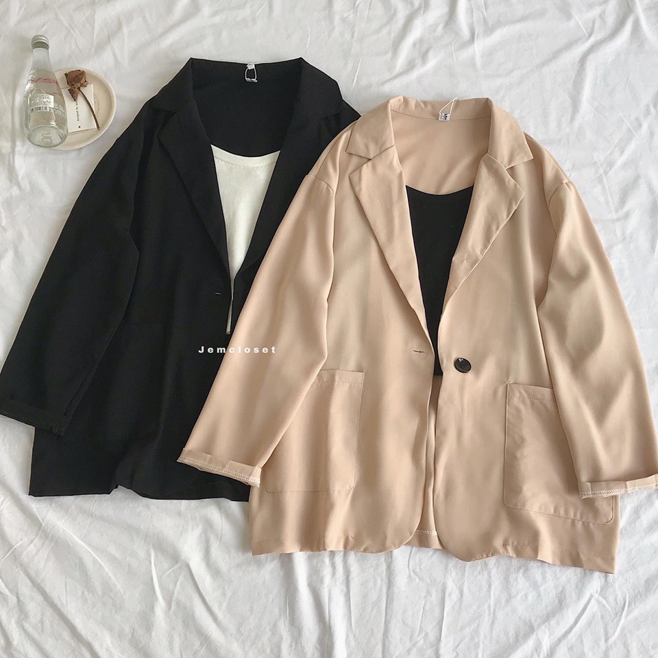 Áo Khoác Blazer Nữ Trơn JEM CLOSET Áo Blazer Nữ Form Rộng MOMO Vải Tuyết Mưa Nhẹ Mềm Phong Cách Hàn Dễ Thương 1263