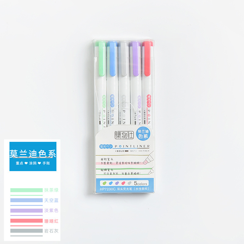 Set 5 Bút Đánh Dấu Hai Đầu Tiện Dụng Chất Lượng Cao