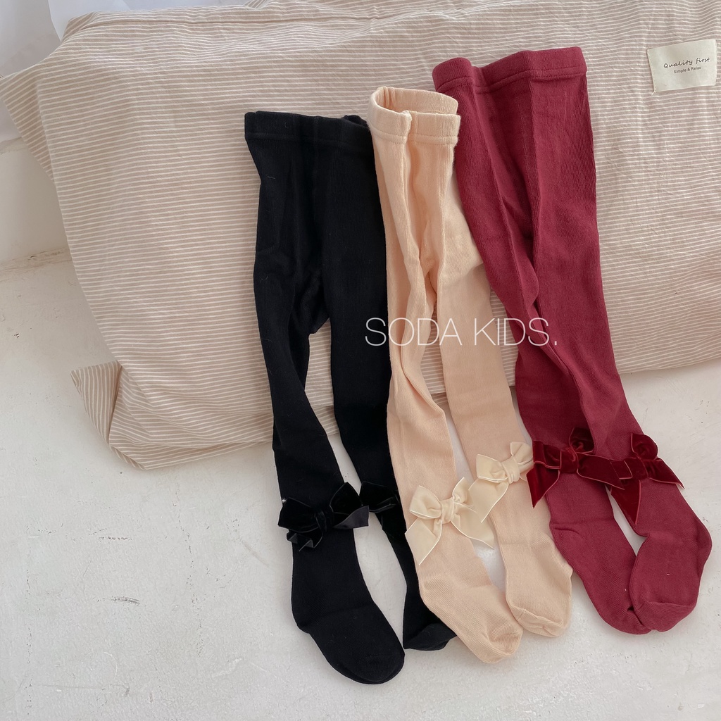 Quần tất nơ nhung cho bé gái (Ảnh thật)