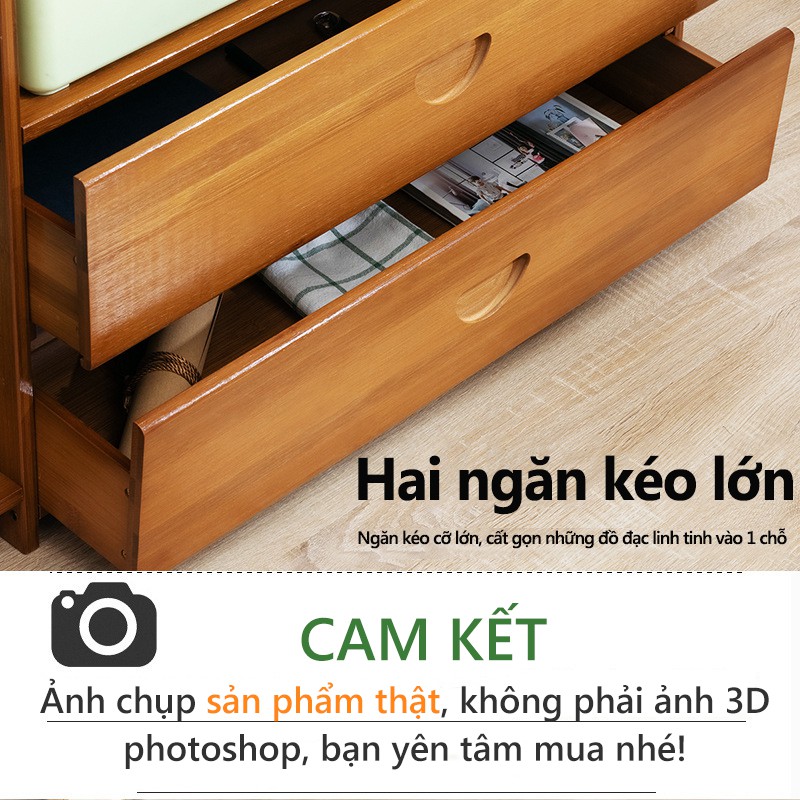 tủ sách chứa đồ gỗ tre đơn giản cho phòng học, phòng trọ đa chức năng có ngăn kéo FU214
