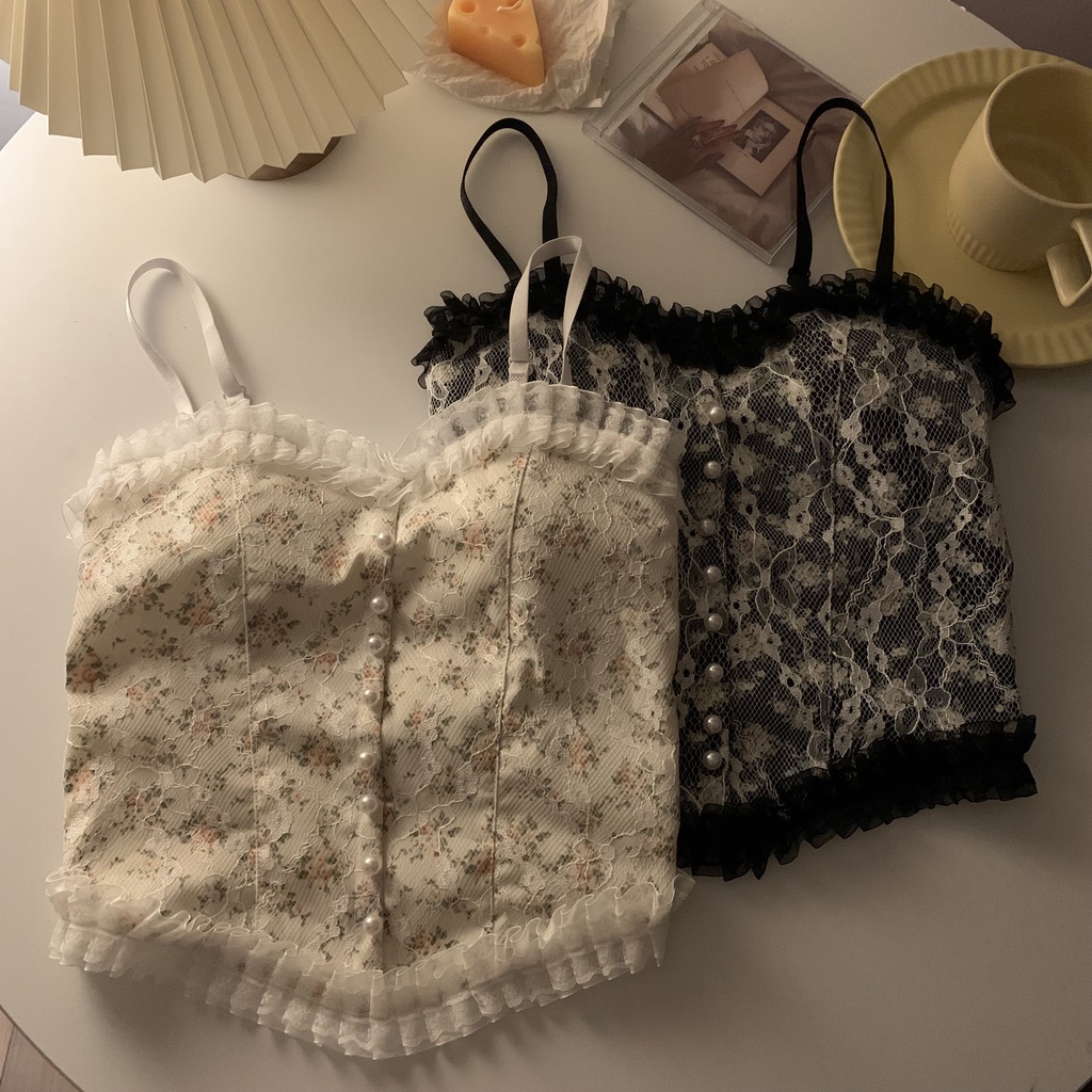 Áo Yếm Nhỏ 172622Áo Lót Họa Tiết Hoa Phối Ren Quyến Rũ Thời Trang Cho Nữ